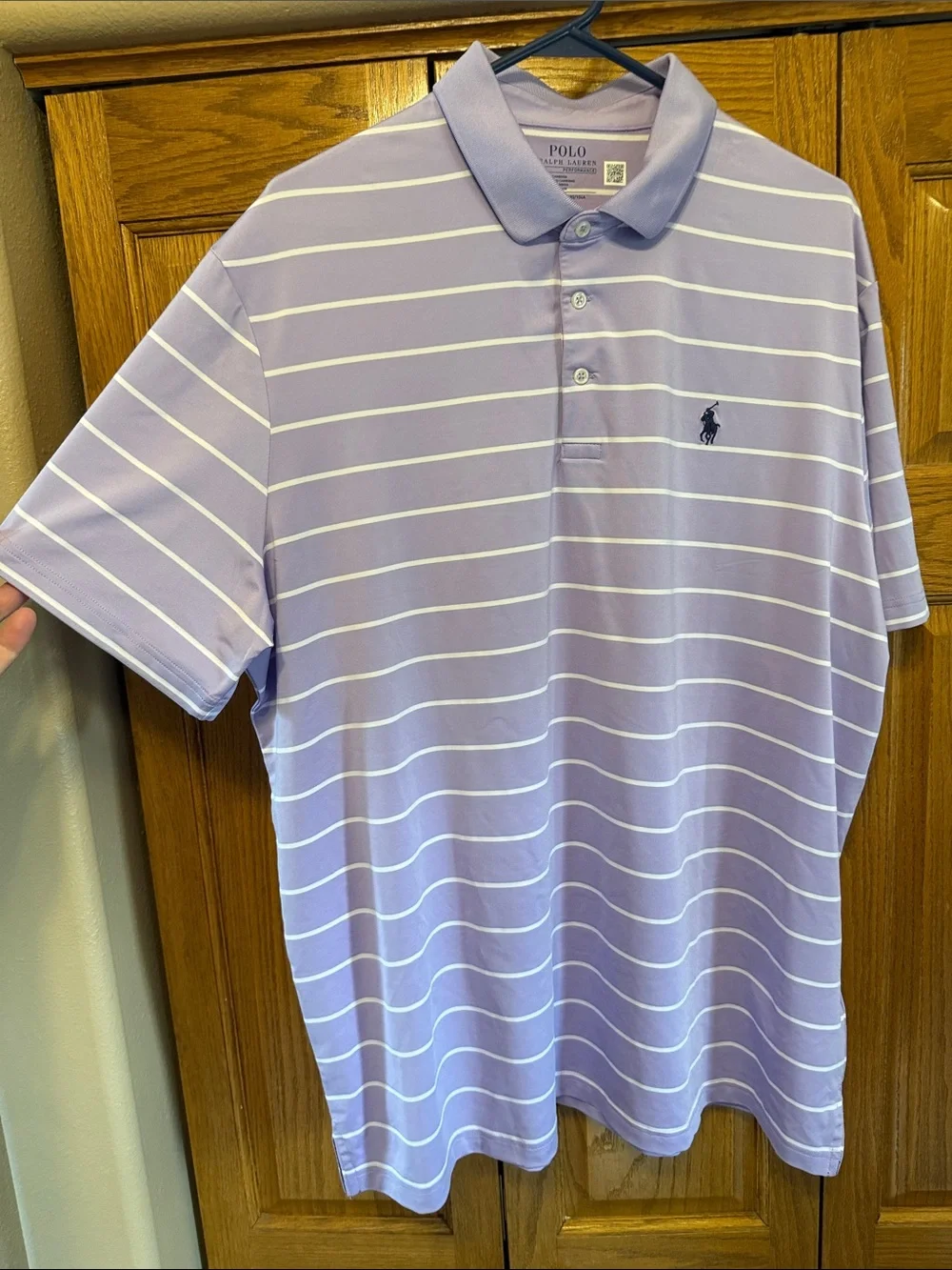 Polo by Ralph Lauren Lavender & White Striped Polo-Size XL